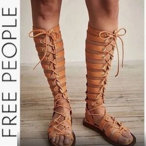 NEW Free People Sun Chaser Tall Gladiator Sandals 37 Orange